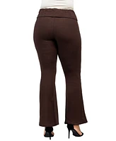 24seven Comfort Apparel Plus Bell Bottom Foldover Waist Pants