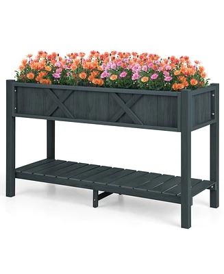 Hips Raised Garden Bed Poly Wood Elevated Planter Box with Legs, Storage Shelf