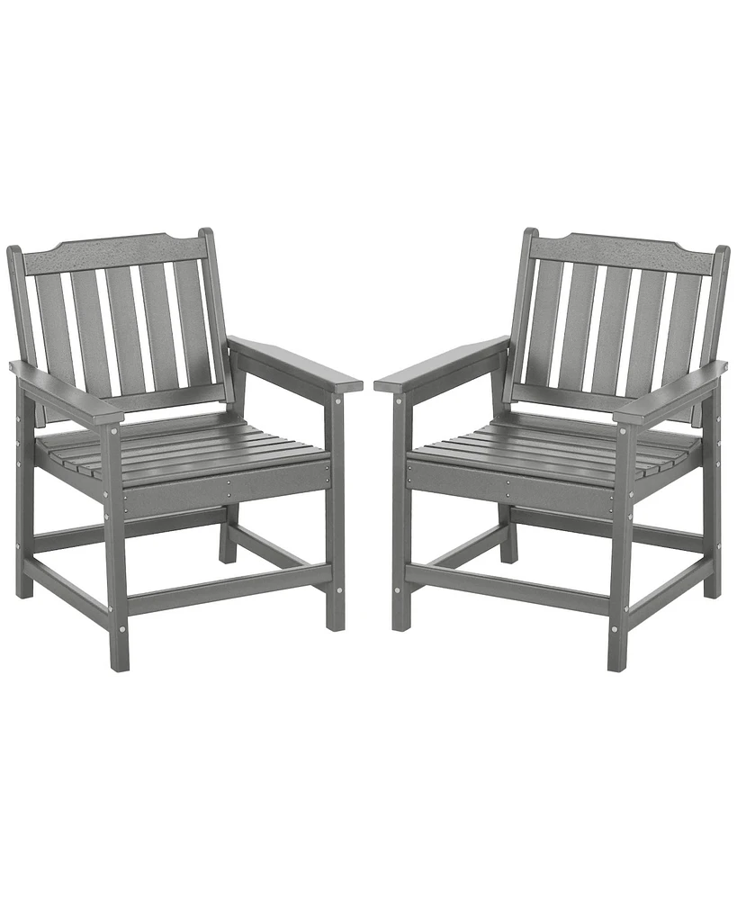 Outsunny 2 Piece Patio Chair with Armrests, Slatted Back Armchair,