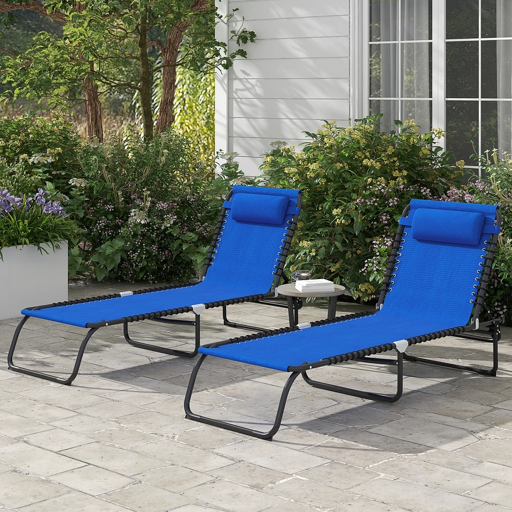 Outsunny 2 Chaise Lounge Pool Chairs, Folding, Reclining