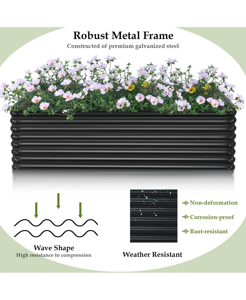 71 Inch Galvanized Metal Raised Garden Bed for Garden Backyard