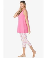 Dreams & Co. Women's Scoopneck Tank Capri Legging Pj Set