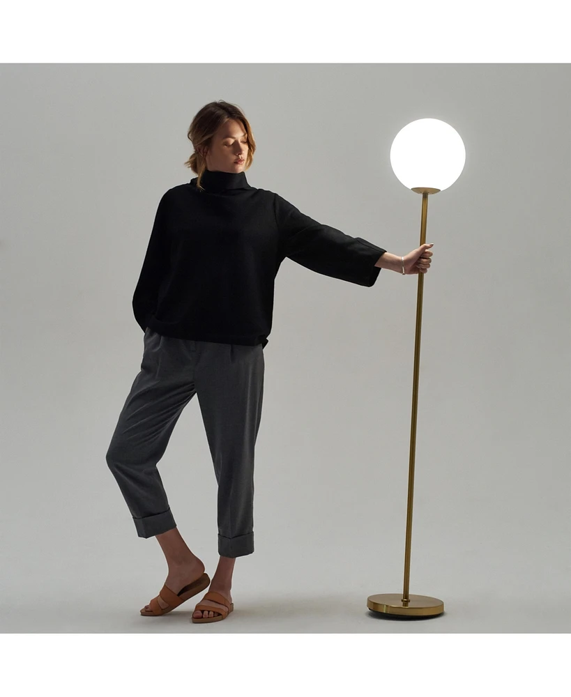 Luna Sophisticated Led Standing Floor Lamp with Frosted Glass Globe (65")