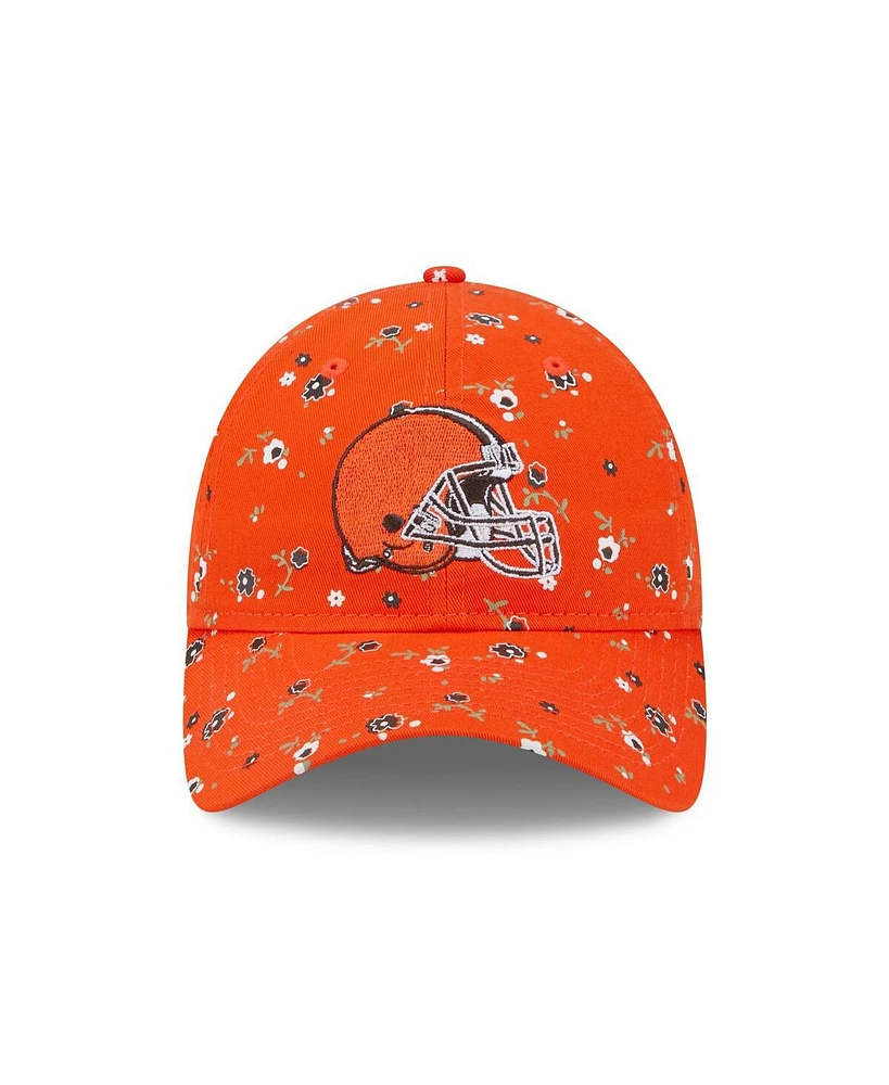 New Era Women's Orange Cleveland Browns Floral 9TWENTY Adjustable Hat