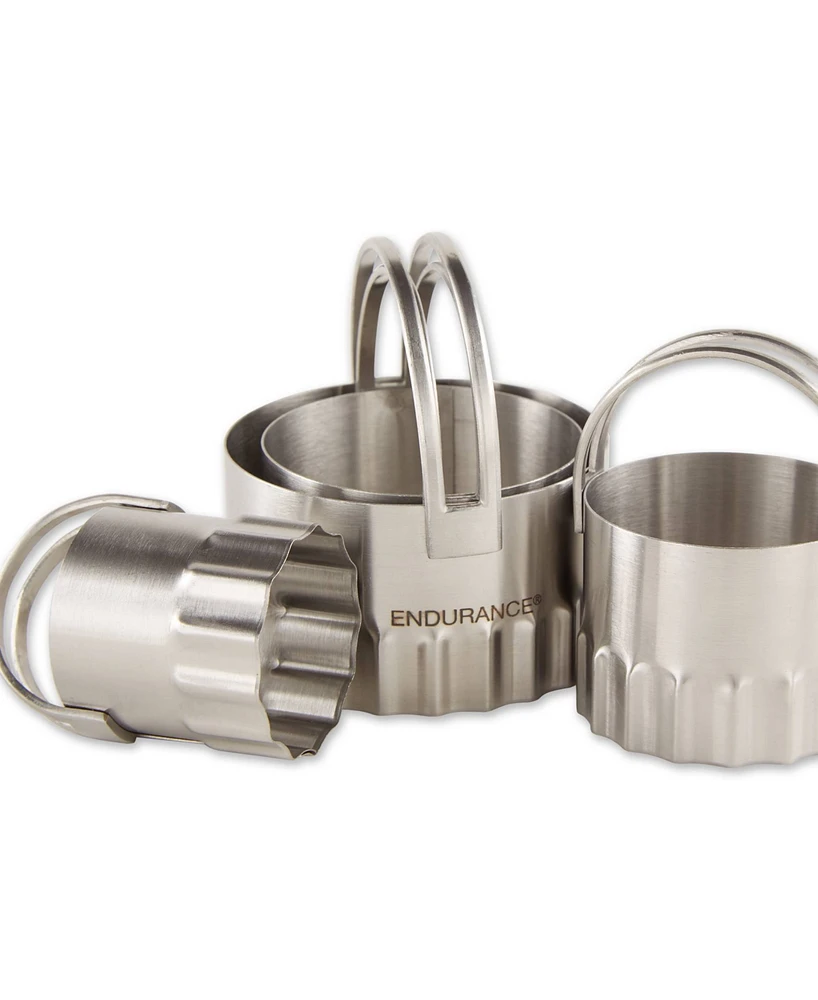 Rsvp International Endurance Stainless Steel 4 Piece Round Rippled Biscuit Cutter Set
