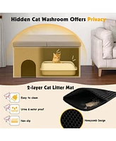 Cat Litter Box Enclosure Hidden Furniture Washroom Shoe Storage Bench