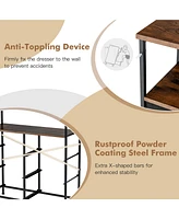 6-Drawer Dresser 2-Tier Fabric Storage Tower w/wooden Top Chest Organizer