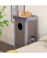 4-Story Cat House 39'' Cat Condo with Scratching Posts & 4 Soft Plush Cushions