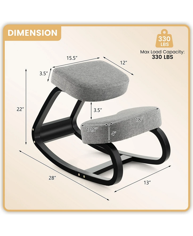 Costway Rocking Kneeling Chair Ergonomic Posture Correcting Back Pain Padded Cushion