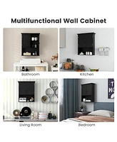 Wall Mount Bathroom Cabinet Wooden Medicine Storage Organizer
