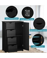 4 Drawer Freestanding Bathroom Floor Cabinet Adjustable Storage Cupboard