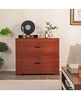 2-Drawer Wood Lateral File Cabinet with Adjustable Bars for Home Office