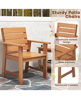 2 Pcs Patio Hardwood Chair Wood Dining Armchairs Breathable Slatted Seat Garden