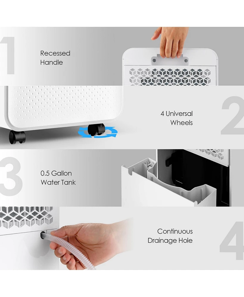 32 Pints 2000 Sq. Ft Dehumidifier for Home & Basements w/3-Color Digital Display