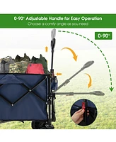 Folding Collapsible Wagon Utility Garden Cart w/ Wide Wheels Adjustable Handle
