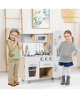 Vintage Play Kitchen Pretend Kids Cooking Playset Toys w/Water Dispense