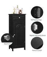 Bathroom Floor Cabinet Wooden Storage Organizer Free-Standing w/ Drawer & Shelf