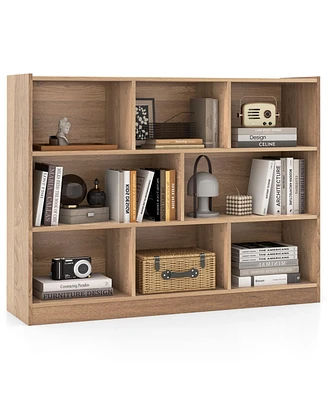 8 Cube 3-Tier Open Wooden Bookshelf Toy Storage Organizer with Anti-toppling Kits