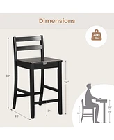 24-Inch Wooden Bar Stools Set of 2 with Ergonomic Backrest Counter Height