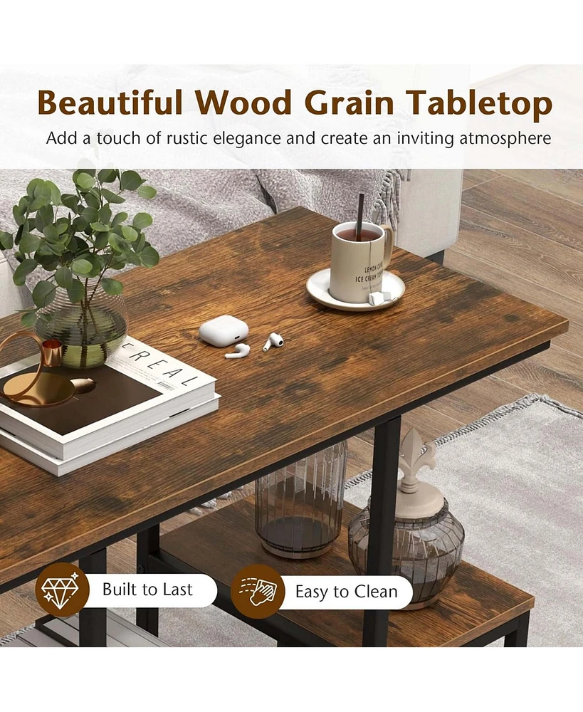 Rustic Tv Console Table for 50" TVs Industrial Sofa Table with Open Storage Shelves