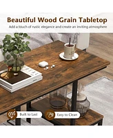 Rustic Tv Console Table for 50" TVs Industrial Sofa Table with Open Storage Shelves