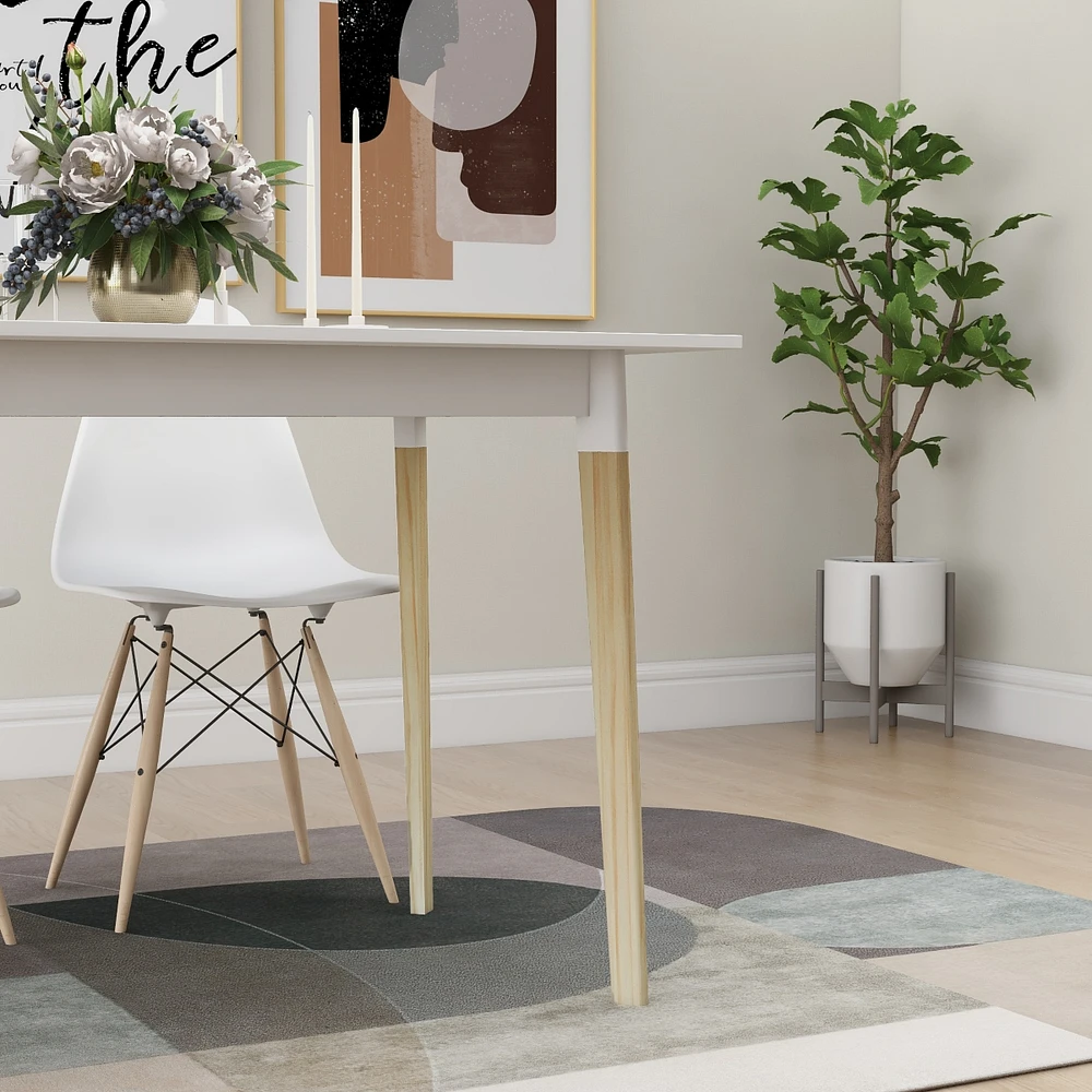 Modern Dining Table 47 Inch Kitchen Table Rectangular Top With Solid Wood Leg