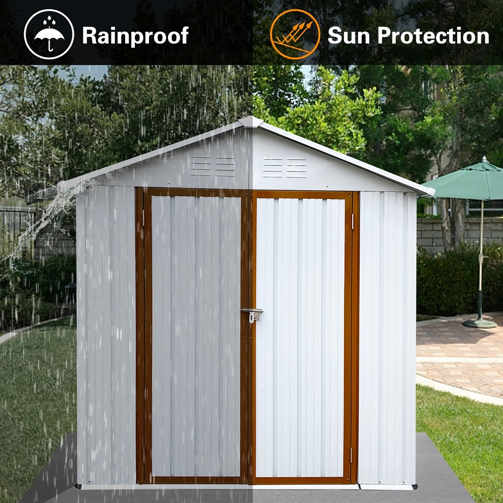 Outdoor Storage Sheds 4FTx6FT Apex Roof White+Yellow