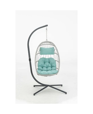 Outdoor Patio Wicker Hanging Chair Swing Chair Patio Egg Chair Uv Resistant Cushion