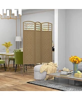 Homcom 3 Panel Room Divider, Folding Screen, 5.6', Natural