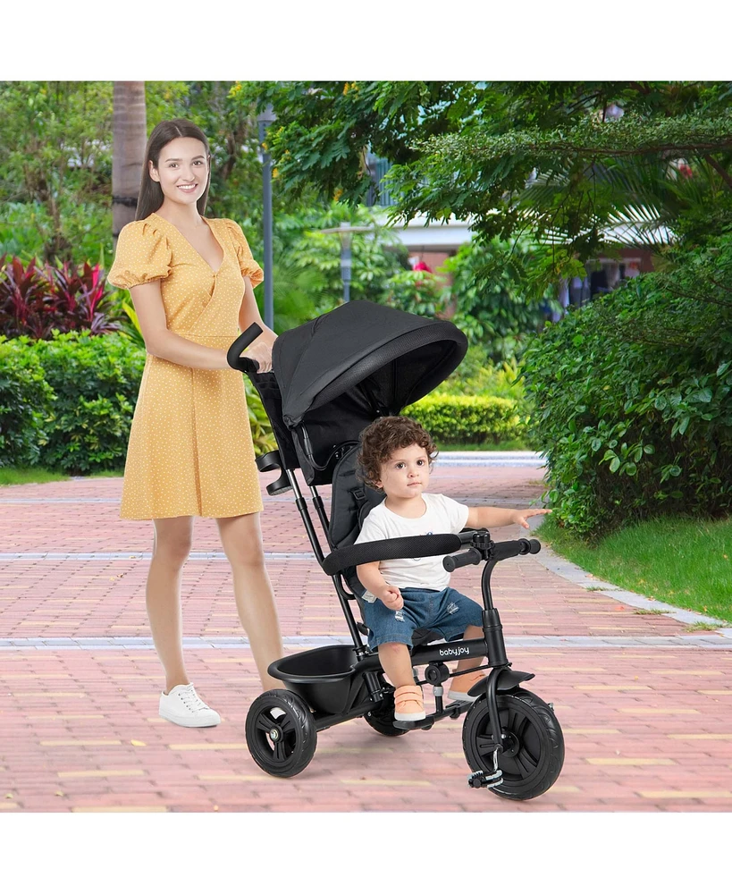 Costway Toddler 4-in-1 Multifunctional Tricycle Trike with Removable Canopy & Push Handle