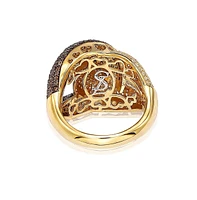 Suzy Levian Sterling Silver Cubic Zirconia Interlocked Puff Ring
