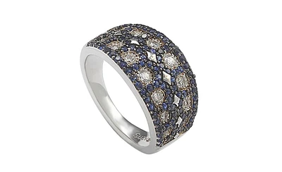 Suzy Levian Sterling Silver Cubic Zirconia Blue & White Mosaic Ring