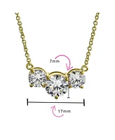 Bling Jewelry Classic Delicate Cz 2CTW Three Stone Past Present Future Solitaire Cubic Zirconia Necklace Gold Plated