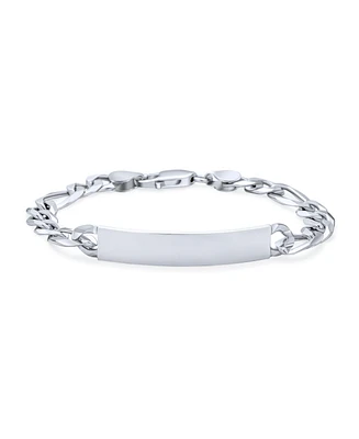 Bling Jewelry Bar Name Plated identification Id Bracelet 8 Mm Figaro Chain Link 200 Gauge .925 Sterling Silver Made Italy