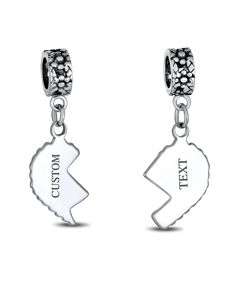 Bling Jewelry Mom Daughter Puzzle Heart Dangle Charm Bead Sterling Silver for European Bracelet