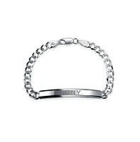 Bling Jewelry Bar Name Plated identification Id Bracelet 5 Mm Miami Cuban Curb Link Chain Link 180 Gauge Yellow Gold Plated Sterling Silver