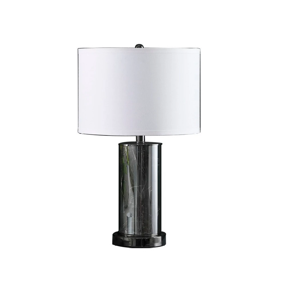 Streamdale Furniture 21.25" In Cynx Led Night Light Mid-Century Glass Black Chrome Table Lamp