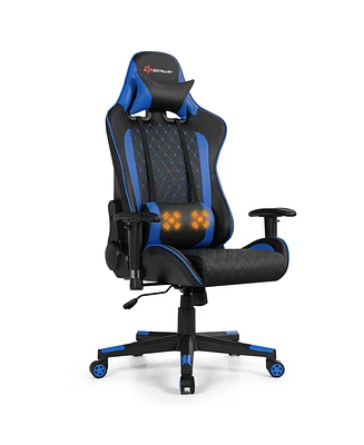 Massage Gaming Chair Reclining Racing w/Lumbar Support
