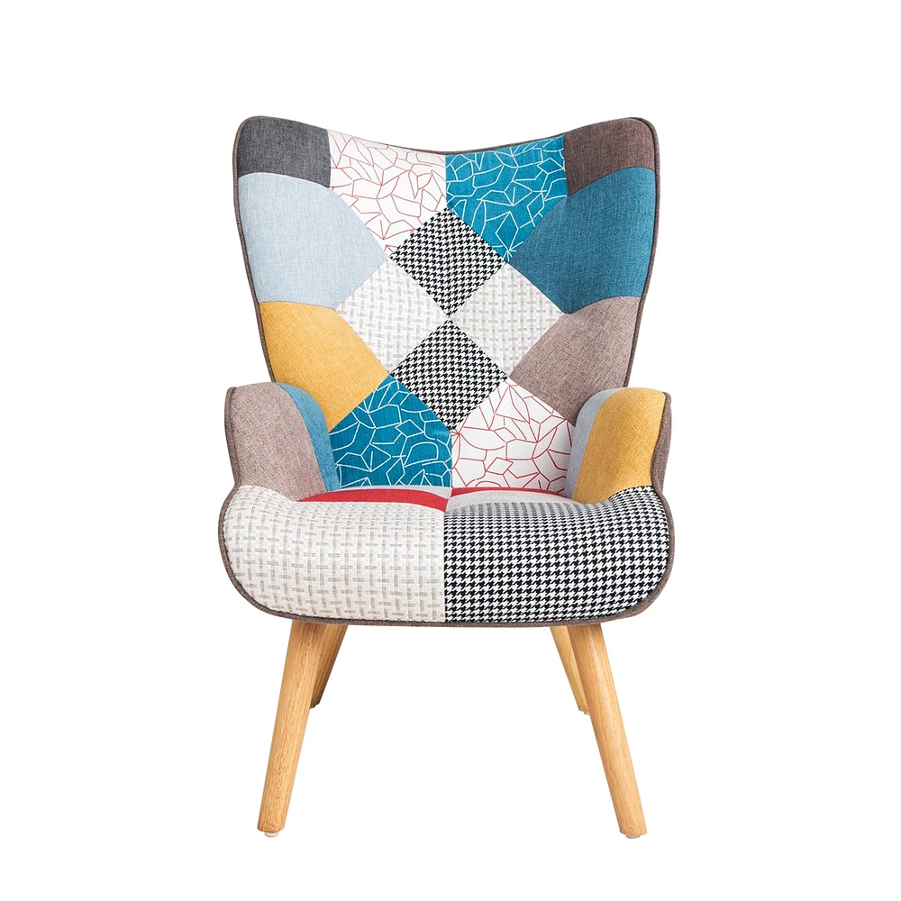 Spliced Accent Chair and Ottoman Set