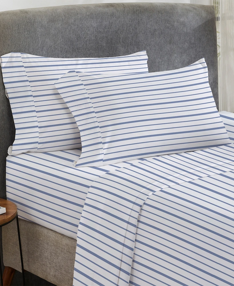 Printed Quatrefoil - 100% Organic Cotton Percale Cal King Sheets Set Deep Pocket,