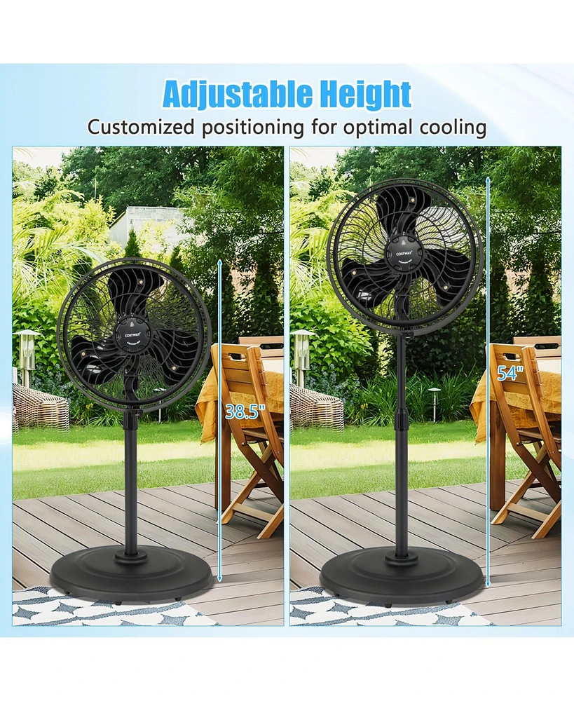 Slickblue 16 Inch Outdoor Misting Fan Oscillating Pedestal Fan with 3 Mist Levels-Black