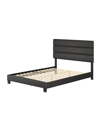 Boyd Sleep Piedmont Leatherette Upholstered Platform Bed Frame with Adjustable Headboard