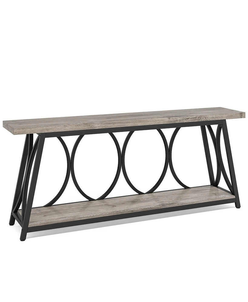 Tribesigns 70.9 inch Extra Long Console Table, Industrial Sofa Table Behind Couch with 2 Tier Storage Shelf, Narrow Entryway Hallway Accent for