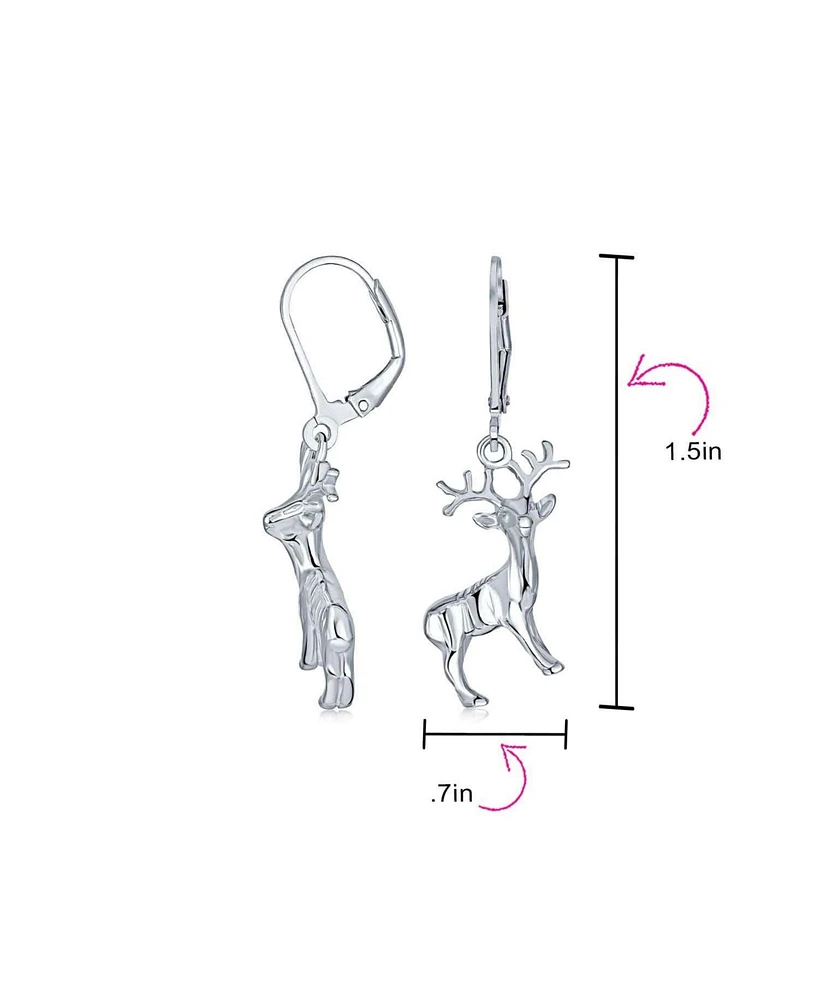 Bling Jewelry Hunter Outdoor Buck Elk Moose Antelope Christmas Rudolph Reindeer Dangle Earrings Lever back Sterling Silver