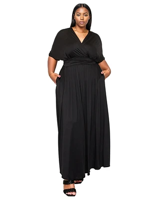 L I V D Plus Raffi Empire Waist Pocket Maxi Dress