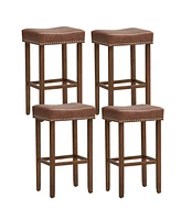 Upholstered Bar Stools Set of 2 with Footrests for Counter