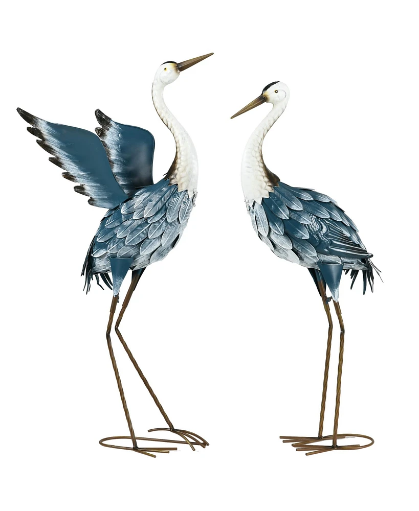 Outsunny 2pc Heron Garden Statues, Metal Yard Art Bird Sculptures,