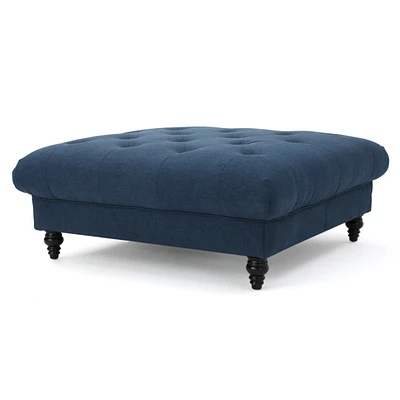 Plush and Versatile Velvet Ottoman with Tufted Top