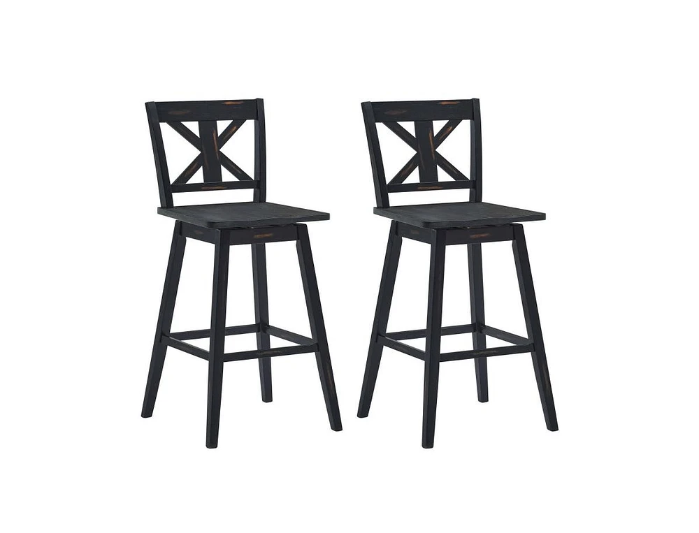 Set of 2 360-Degree Swivel Bar Stools for Home Restaurant
