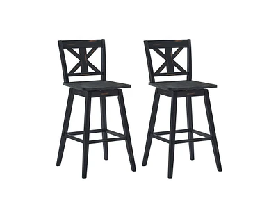 Set of 2 360-Degree Swivel Bar Stools for Home Restaurant